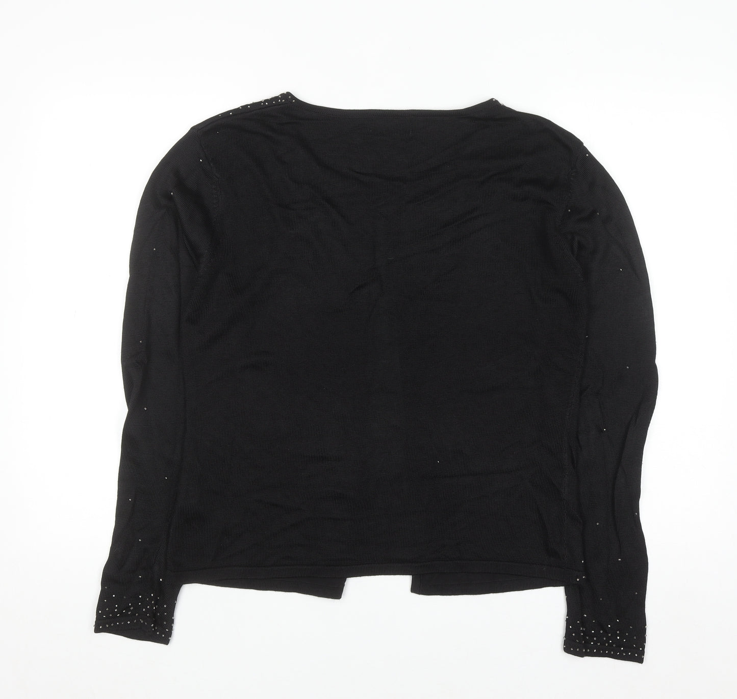Amaranto Women's Black Beaded Open Cardigan Size 14