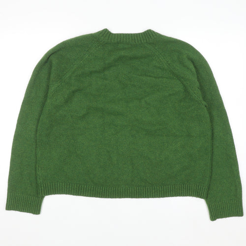 UNIQLO Women Green Wool Blend V-Neck Button Cardigan L