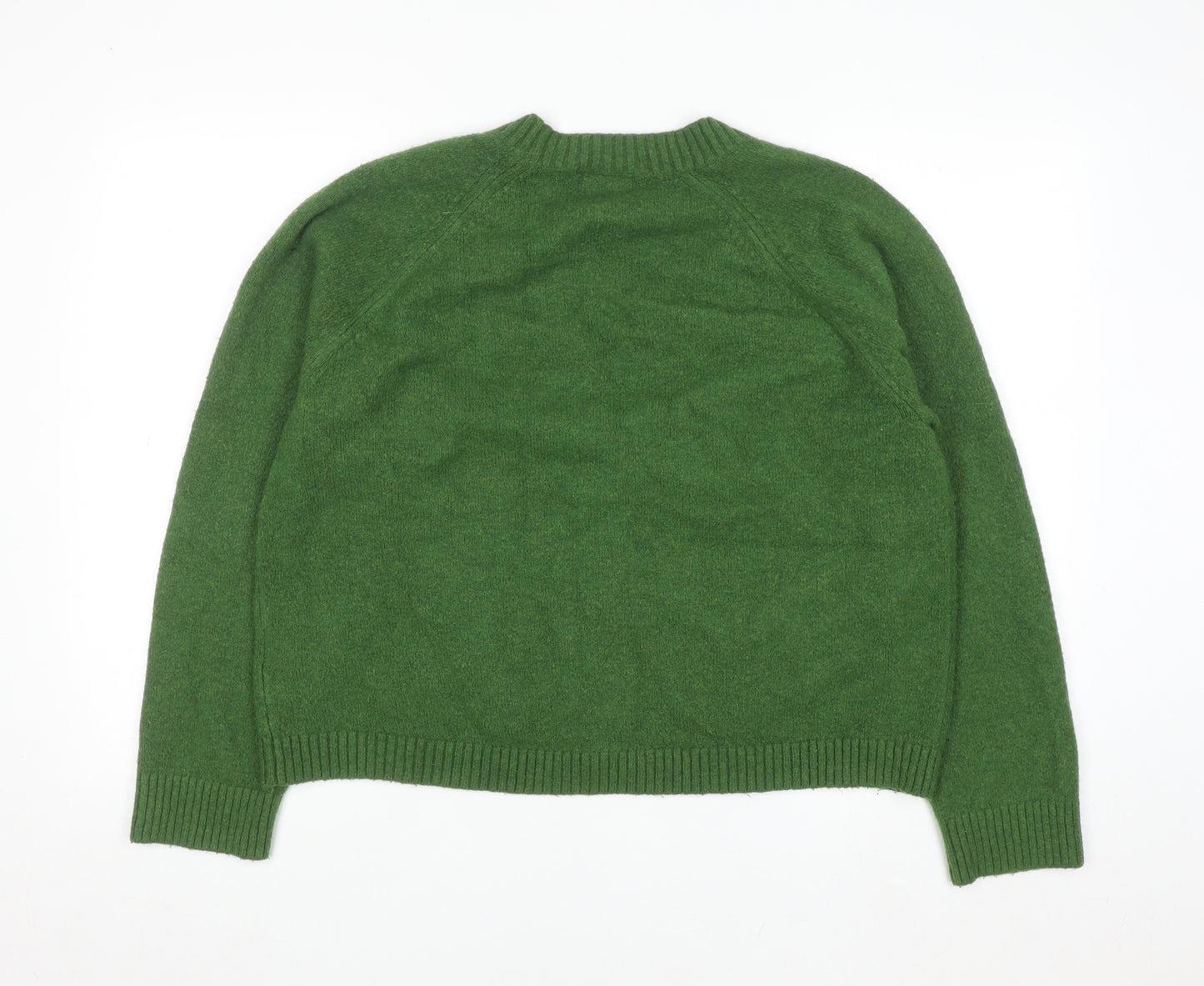 UNIQLO Women Green Wool Blend V-Neck Button Cardigan L
