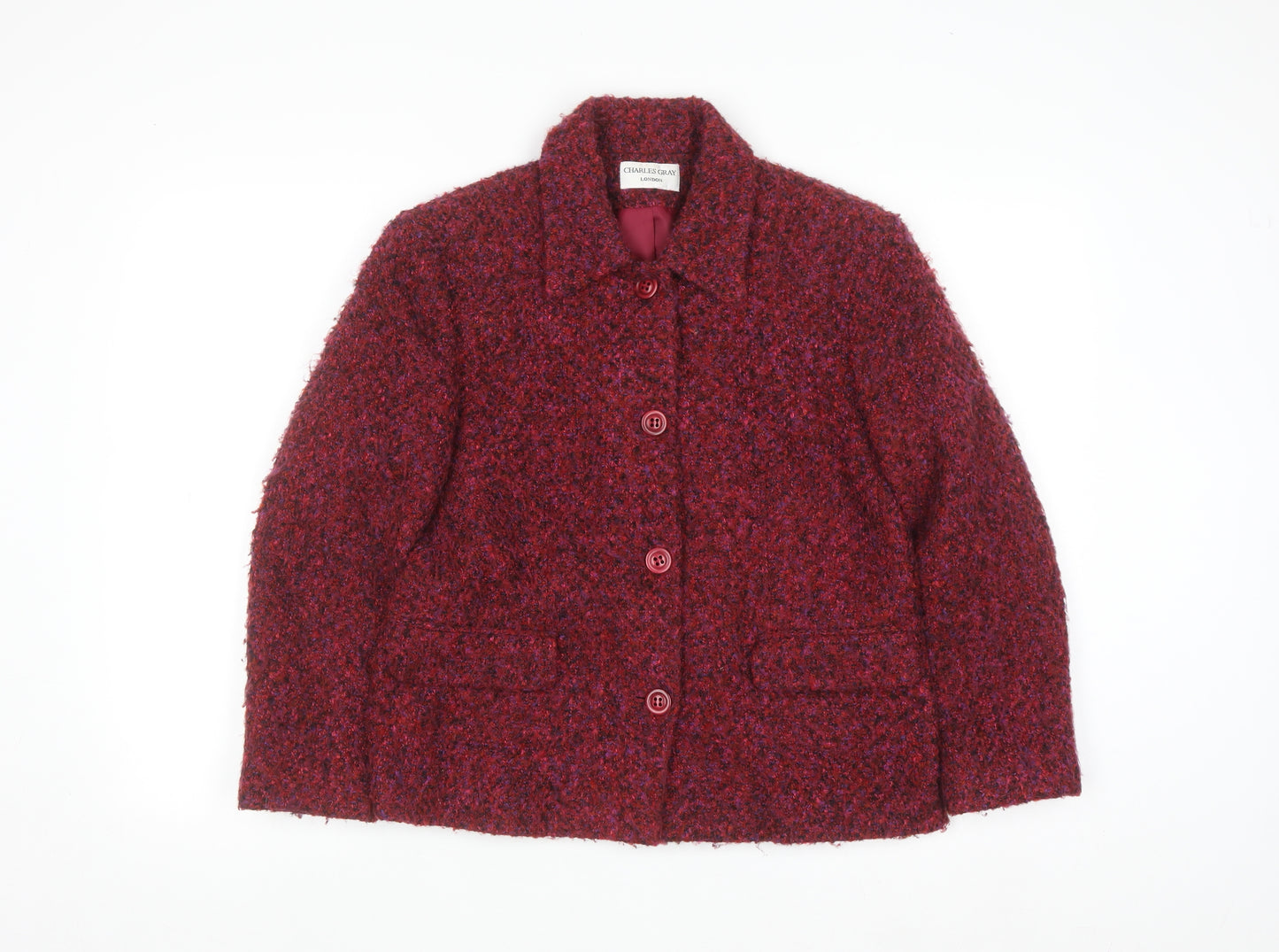 Charles Gray Women’s Red Wool Tweed Blazer Jacket Size 12