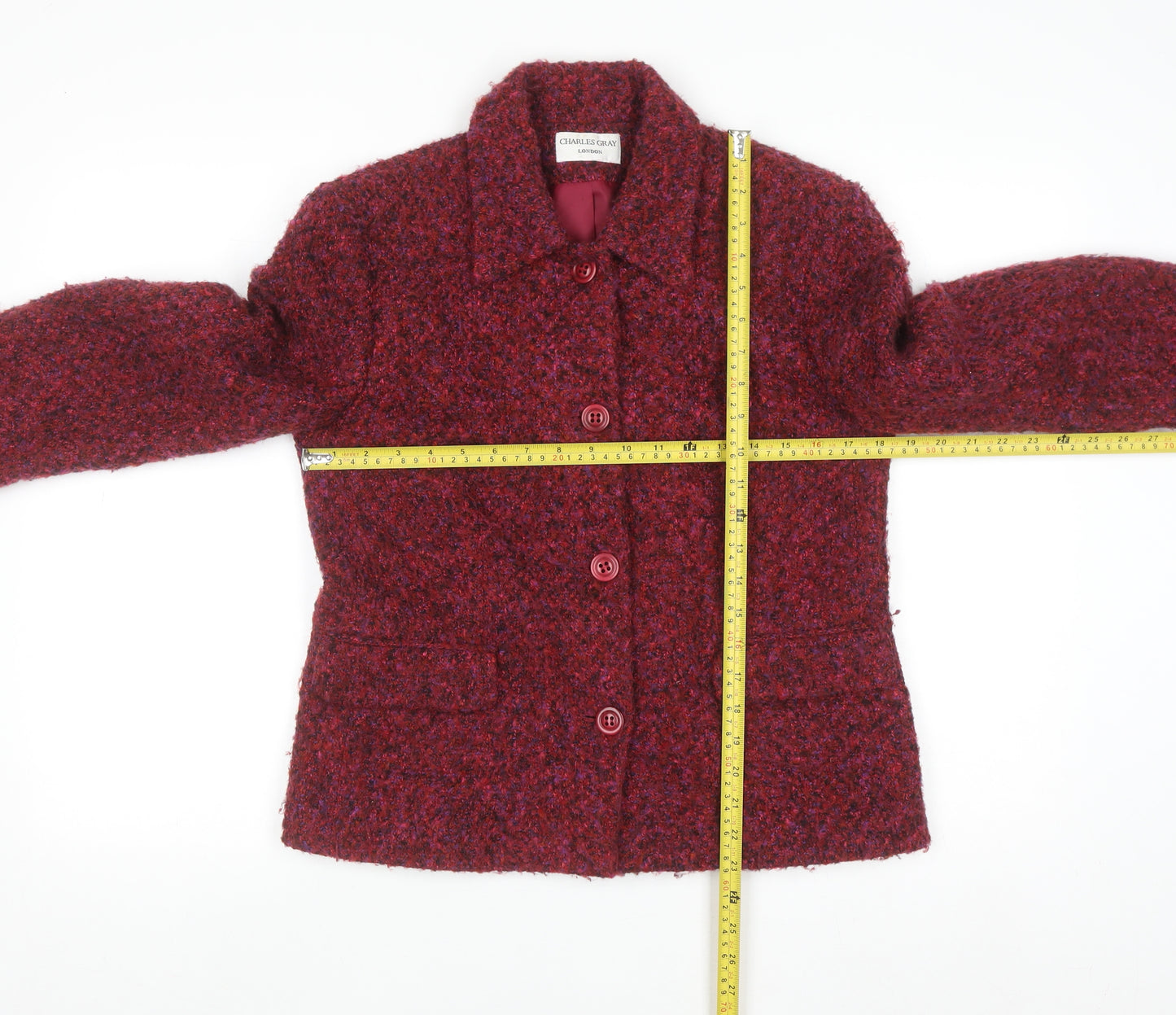 Charles Gray Women’s Red Wool Tweed Blazer Jacket Size 12