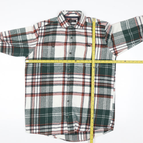 Guide London Men's Multicoloured Flannel Plaid Button-Up Shirt M