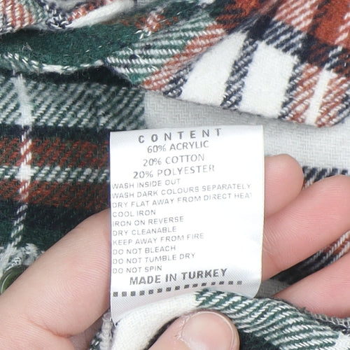 Guide London Men's Multicoloured Flannel Plaid Button-Up Shirt M
