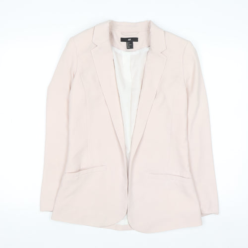 H&M Women Beige Single-Breasted Blazer Size 8 Tailored Fit