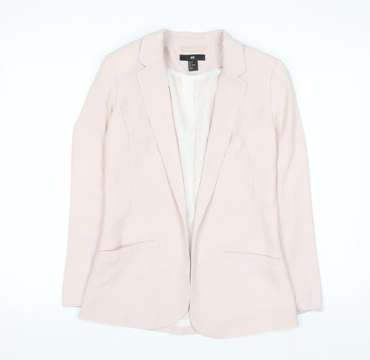 H&M Women Beige Single-Breasted Blazer Size 8 Tailored Fit