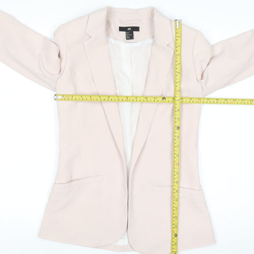 H&M Women Beige Single-Breasted Blazer Size 8 Tailored Fit