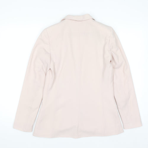 H&M Women Beige Single-Breasted Blazer Size 8 Tailored Fit