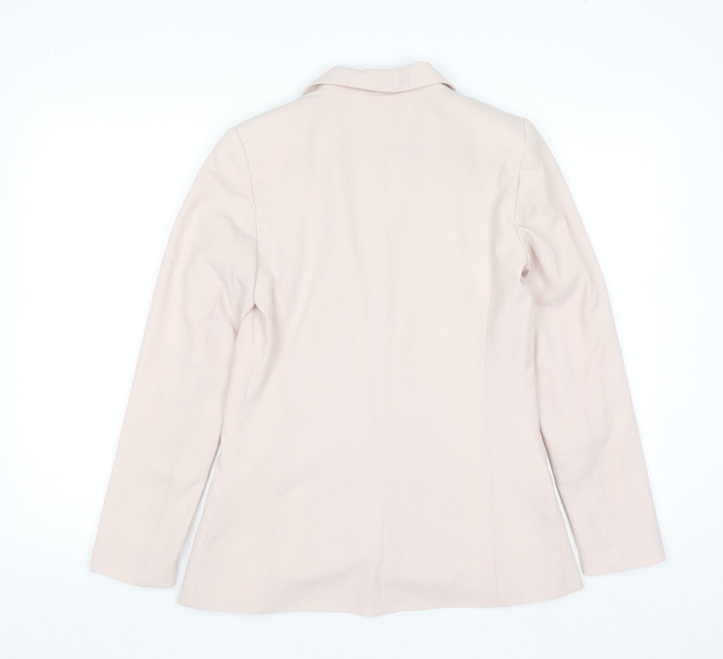 H&M Women Beige Single-Breasted Blazer Size 8 Tailored Fit