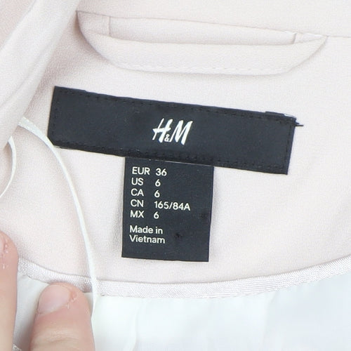 H&M Women Beige Single-Breasted Blazer Size 8 Tailored Fit
