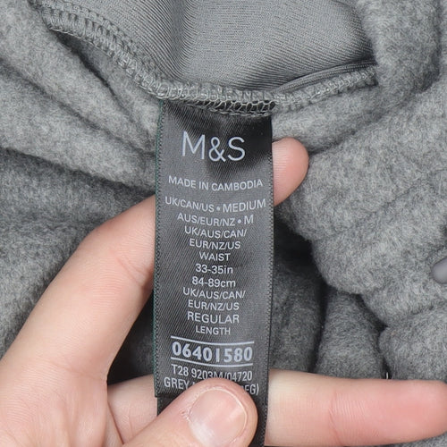 Marks and Spencer Men's Grey Fleece Sweatpants M Regular Fit