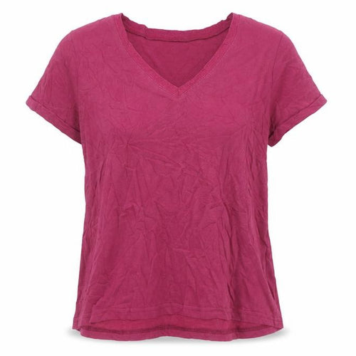 Grace & Mila Women’s Pink Cotton Blend V-Neck Short Sleeve T-Shirt M