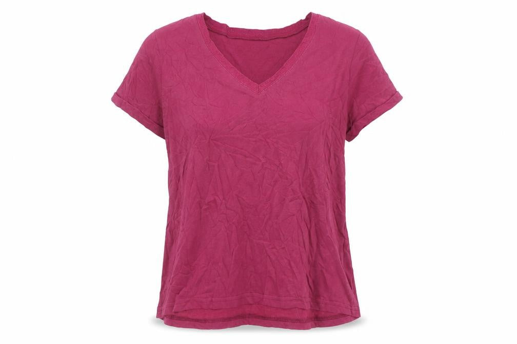 Grace & Mila Women’s Pink Cotton Blend V-Neck Short Sleeve T-Shirt M