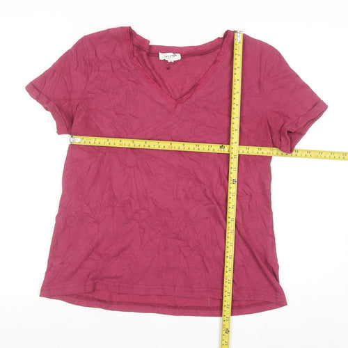 Grace & Mila Women’s Pink Cotton Blend V-Neck Short Sleeve T-Shirt M