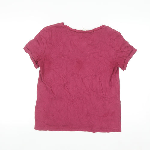 Grace & Mila Women’s Pink Cotton Blend V-Neck Short Sleeve T-Shirt M