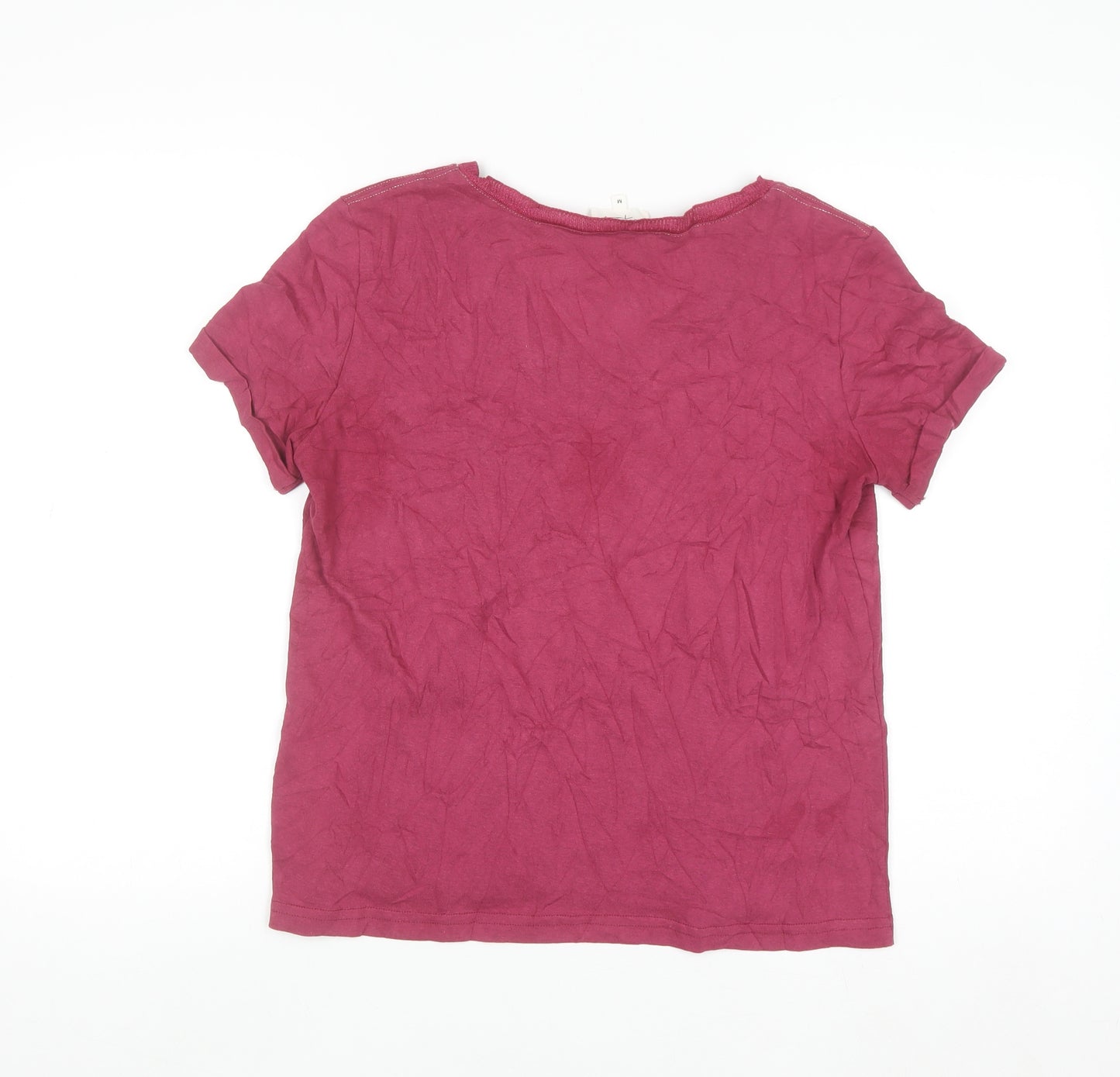 Grace & Mila Women’s Pink Cotton Blend V-Neck Short Sleeve T-Shirt M