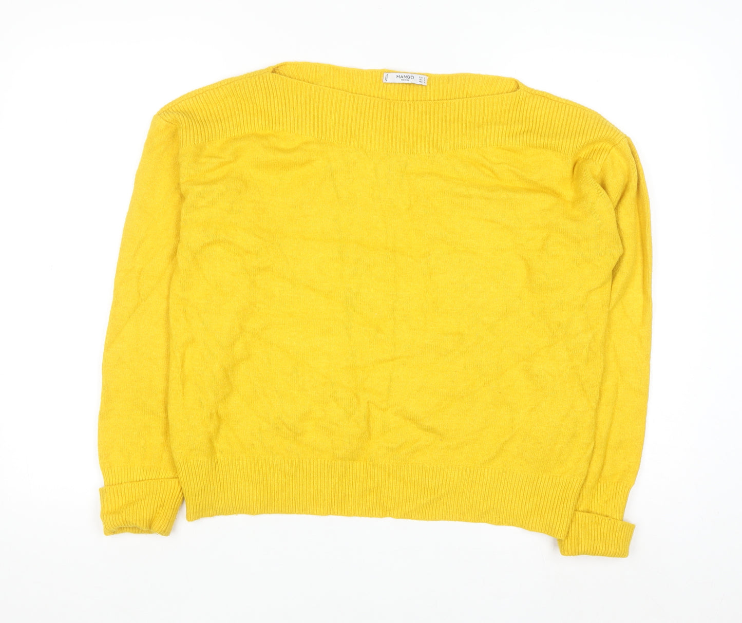 Mango Women Yellow Knit Pullover Jumper Size 10