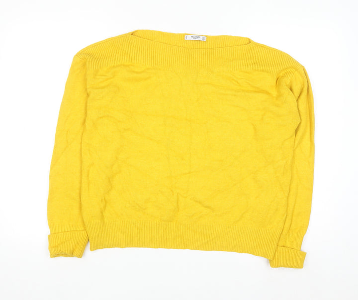 Mango Women Yellow Knit Pullover Jumper Size 10