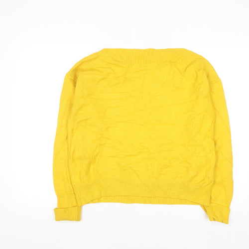 Mango Women Yellow Knit Pullover Jumper Size 10