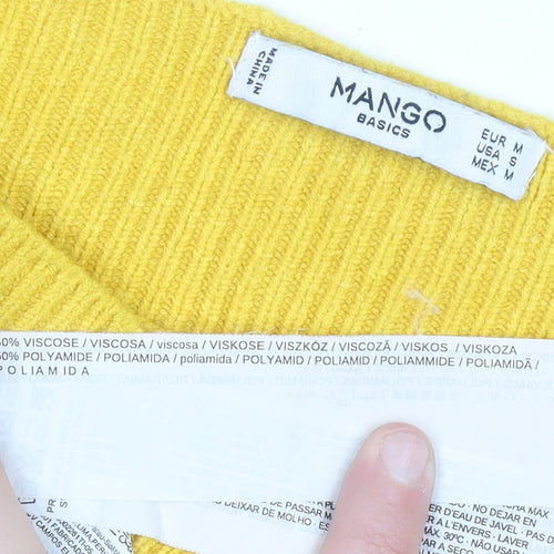 Mango Women Yellow Knit Pullover Jumper Size 10