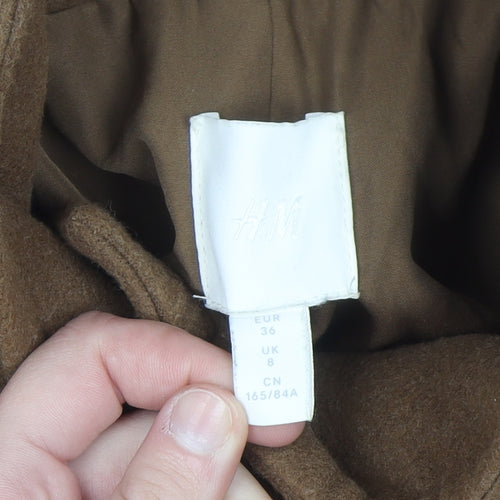 H&M Womens Brown Pea Coat Size 8 Double Breasted Lined Jacket