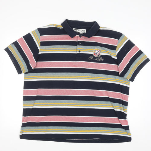 Cotton Traders Men's Multicoloured Striped Rugby Polo Shirt XL