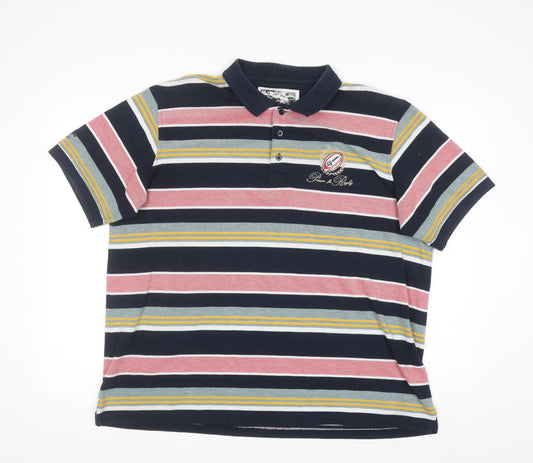 Cotton Traders Men's Multicoloured Striped Rugby Polo Shirt XL