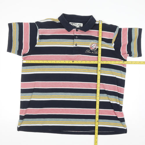 Cotton Traders Men's Multicoloured Striped Rugby Polo Shirt XL
