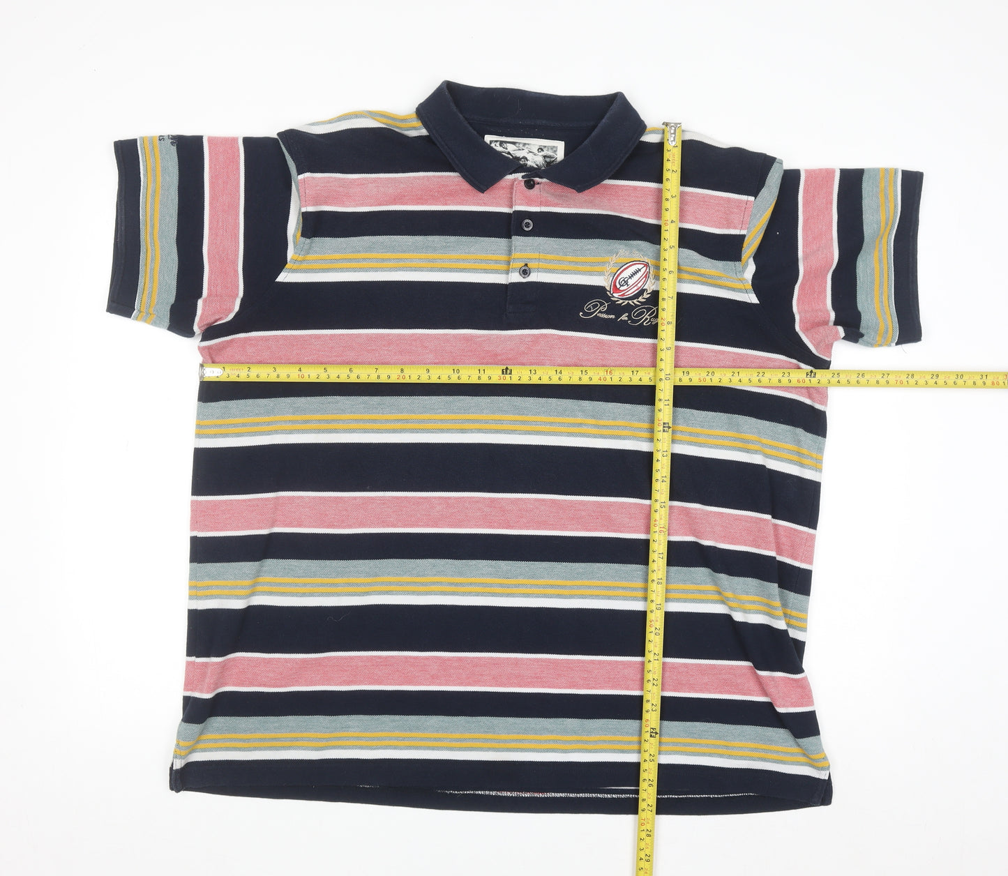 Cotton Traders Men's Multicoloured Striped Rugby Polo Shirt XL