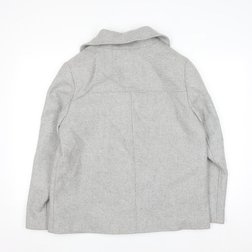 John Lewis Women Grey Wool Blend Pea Coat Size 14 Classic Style