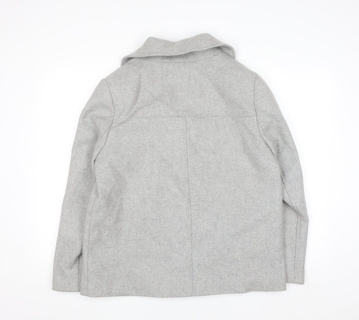 John Lewis Women Grey Wool Blend Pea Coat Size 14 Classic Style