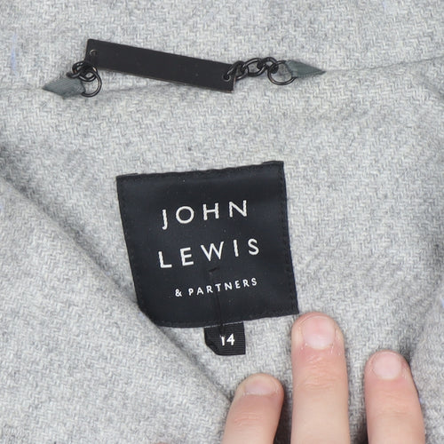 John Lewis Women Grey Wool Blend Pea Coat Size 14 Classic Style