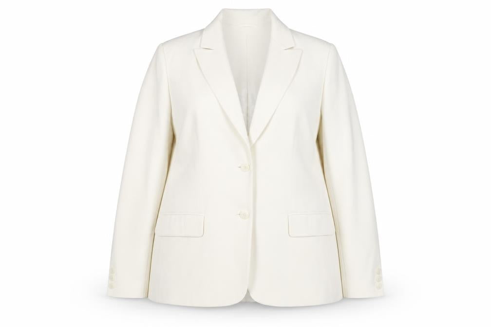 Front view of Autonomy Classic Women's Ivory Blazer, size 18, Single Breasted Jacket
