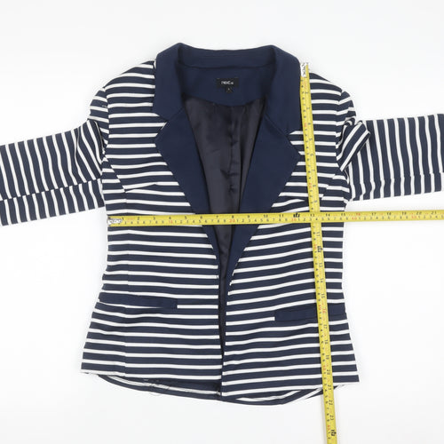 Next Women Navy Striped Blazer Size 8 Classic Lined Jacket