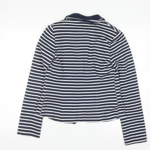 Next Women Navy Striped Blazer Size 8 Classic Lined Jacket