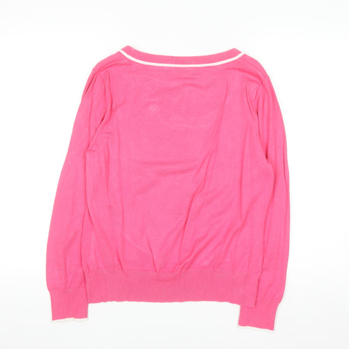 M&Co Women’s Pink Long Sleeve Scoop Neck Bow Knit Jumper Size 18