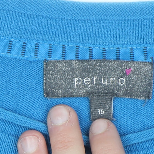Marks and Spencer Per Una Women Blue Size 16 Crew Neck Jumper