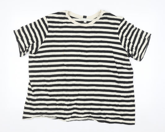 Next Women’s Black White Striped Cotton T-Shirt Size 20