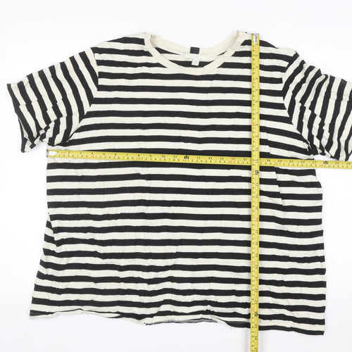 Next Women’s Black White Striped Cotton T-Shirt Size 20