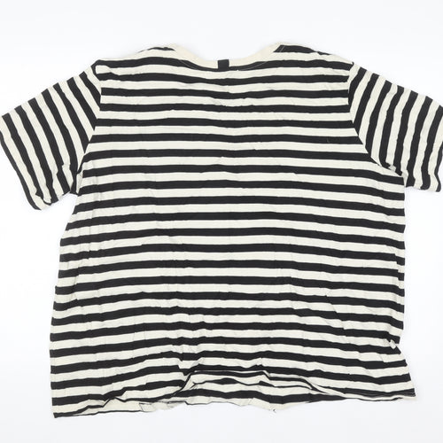 Next Women’s Black White Striped Cotton T-Shirt Size 20