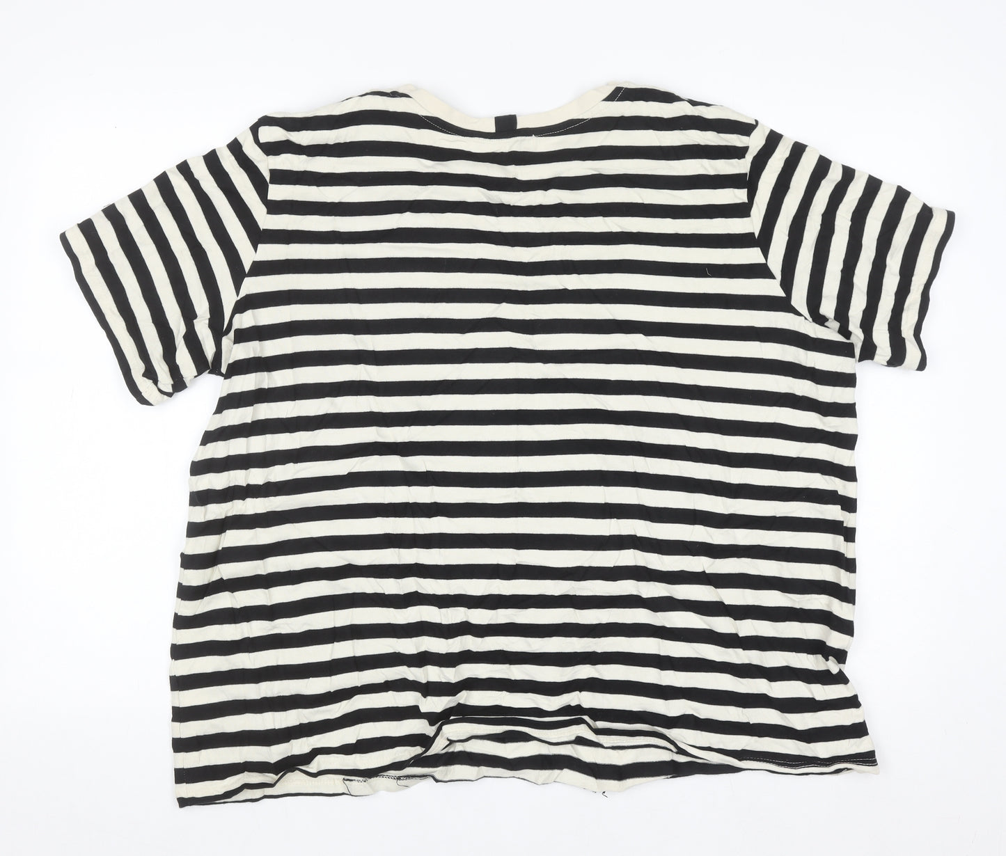 Next Women’s Black White Striped Cotton T-Shirt Size 20