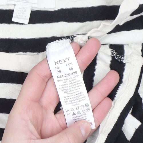 Next Women’s Black White Striped Cotton T-Shirt Size 20