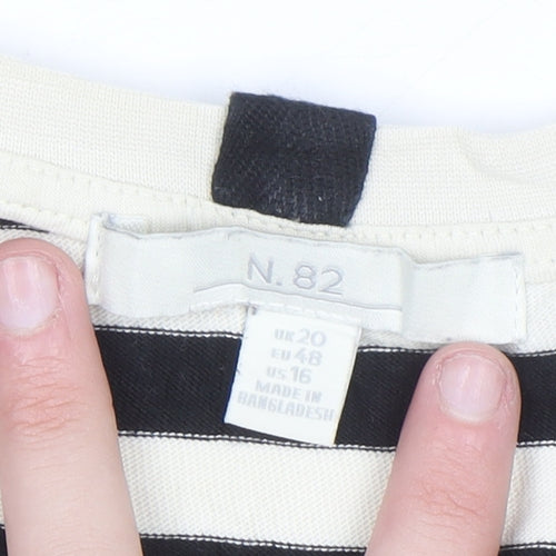 Next Women’s Black White Striped Cotton T-Shirt Size 20