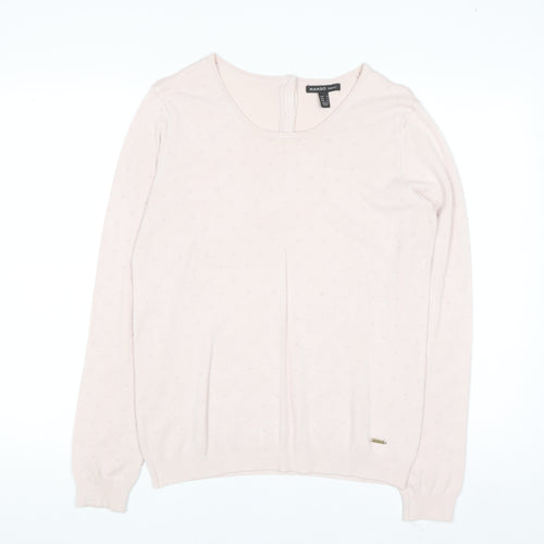 Mango Women Pink Round Neck Long Sleeve Pullover Jumper Size 10