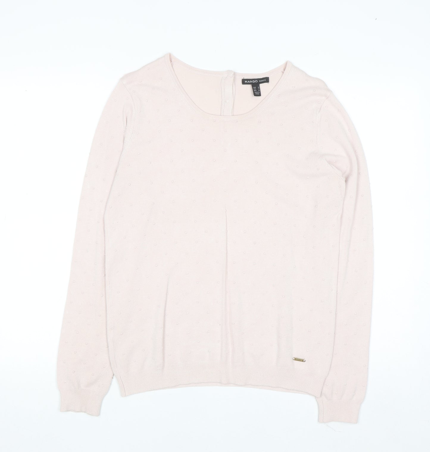 Mango Women Pink Round Neck Long Sleeve Pullover Jumper Size 10
