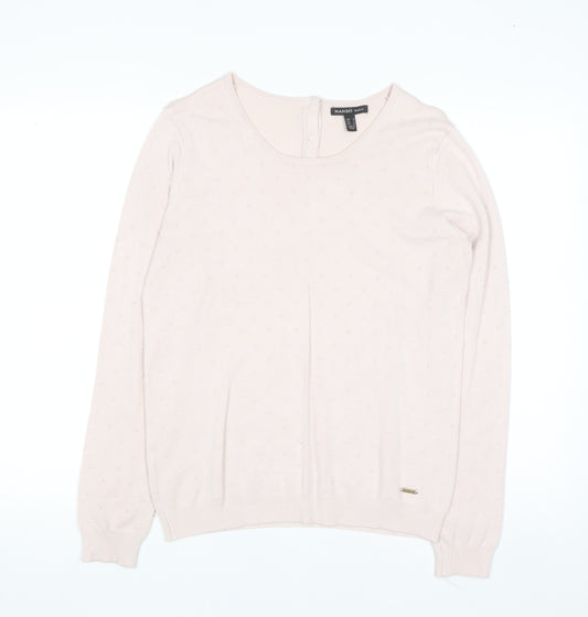 Mango Women Pink Round Neck Long Sleeve Pullover Jumper Size 10