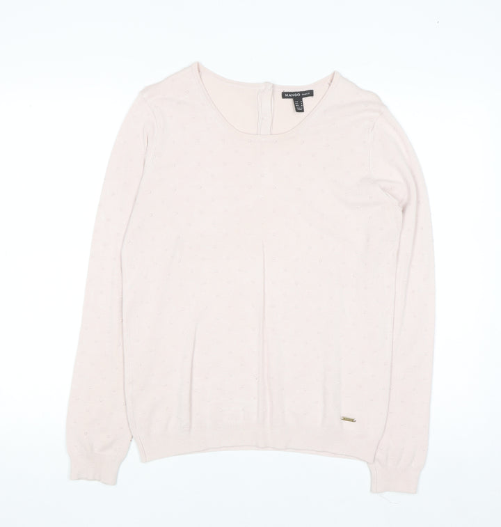 Mango Women Pink Round Neck Long Sleeve Pullover Jumper Size 10