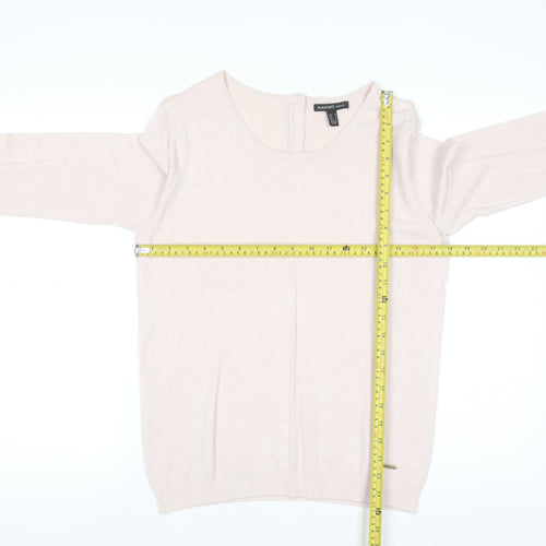 Mango Women Pink Round Neck Long Sleeve Pullover Jumper Size 10