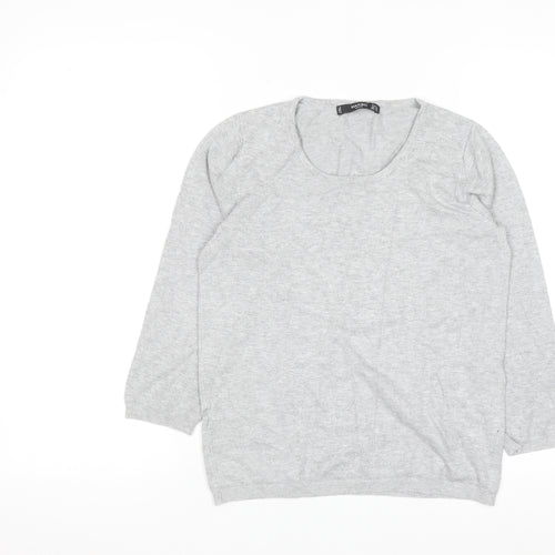 Mango Women Grey Scoop Neck Long Sleeve Pullover Jumper Size S