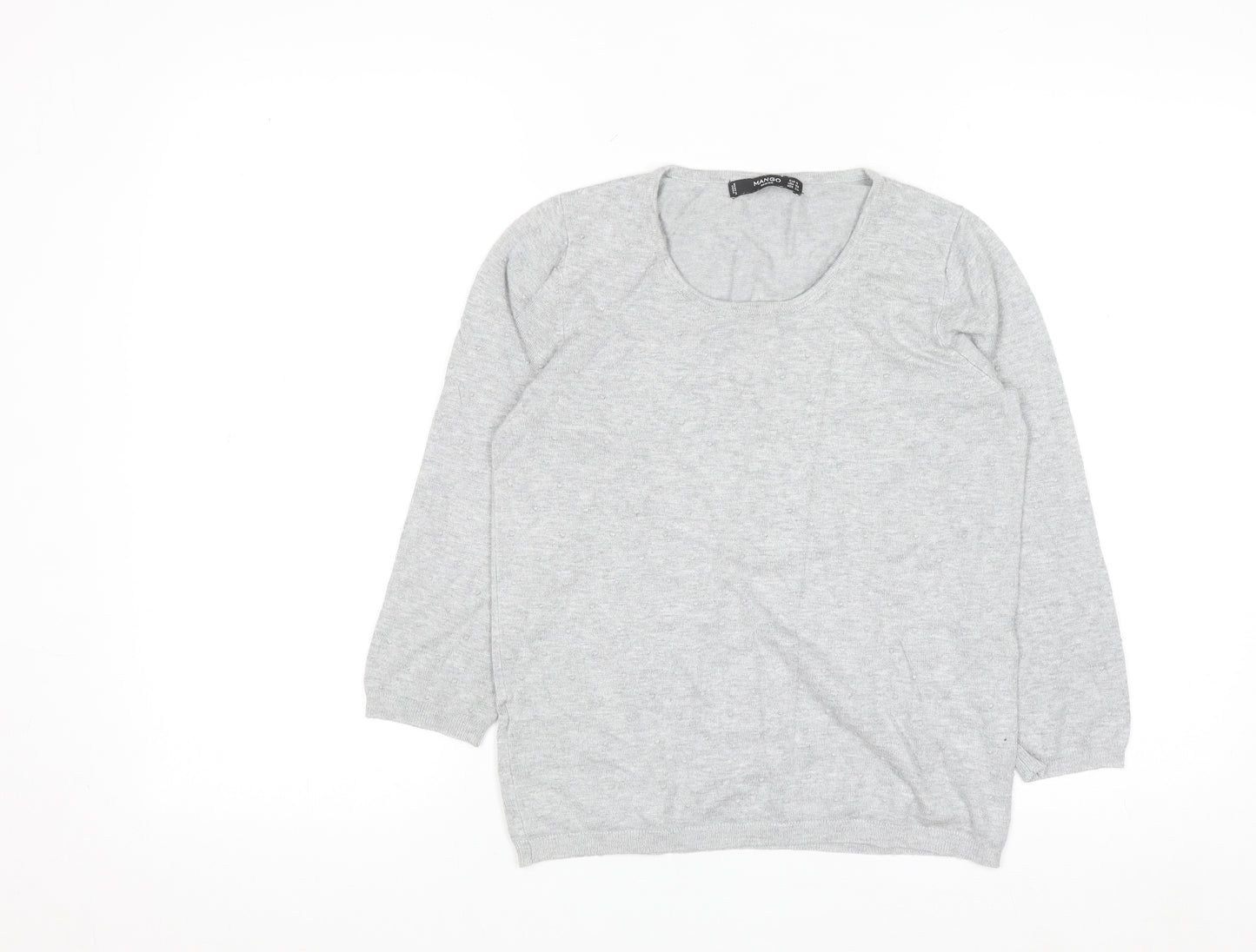 Mango Women Grey Scoop Neck Long Sleeve Pullover Jumper Size S