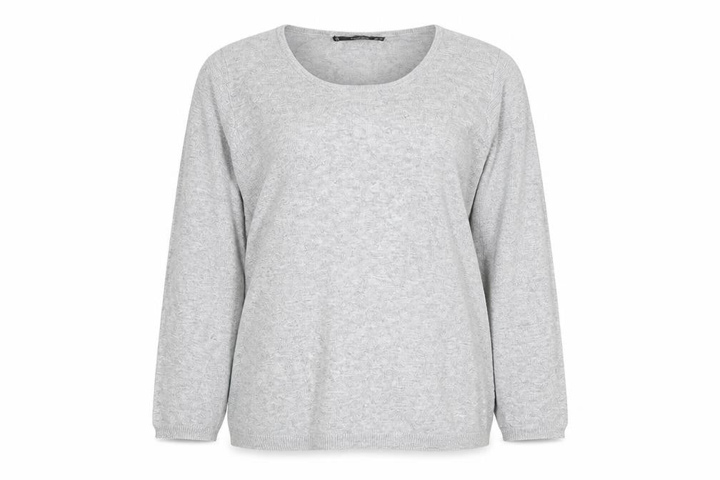 Mango Women Grey Scoop Neck Long Sleeve Pullover Jumper Size S